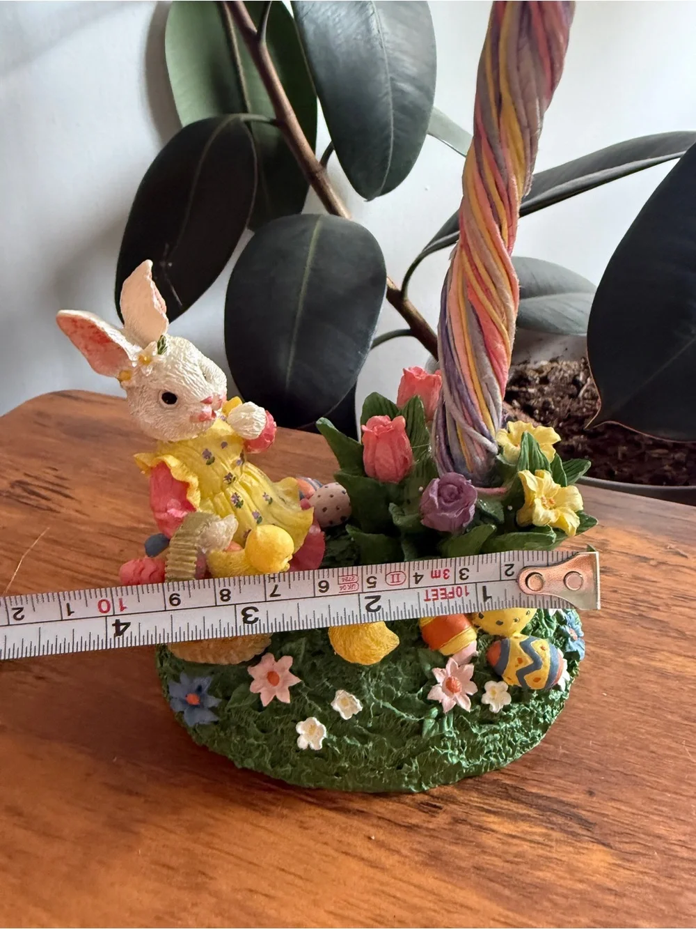 Vintage Pink Easter Floral Tree Accent with Bunny Base
